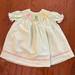 Green Seersucker Easter Dress - 6M